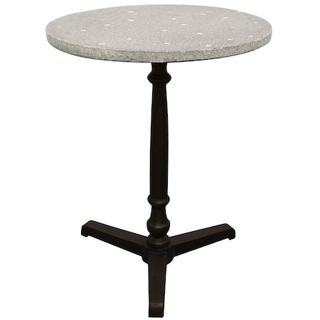 Homeroots 24" Gray And Black Stone And Iron Round Dining Table 488590
