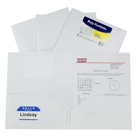 C-Line Products C-Line Products  Two-Pocket Heavyweight Poly Portfolio Folder, White, 25PK 1597274