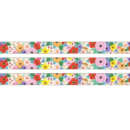 Teacher Created Resources Wildflowers Straight Rolled Border Trim, 50 Feet, 3PK TCR9111
