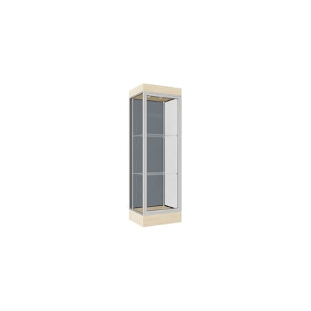 Ghent Lighted Floor Display Case 24x76x20, 6" Base, Satin 91LFBS-SN-BGW