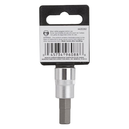 Vulcan Fractional Hex Bit Socket, Chrome, 3/8 in, 3/8 in Drive, 1-7/8 in OAL 3506008922