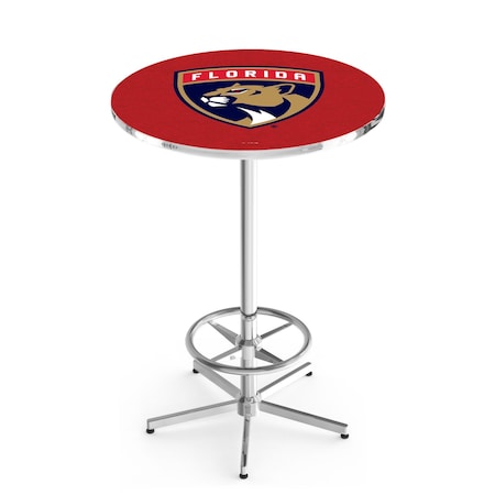 Holland Bar Stool Co 42" Chrome Florida Panthers Pub Table, 36" dia. Top L216C4236FlaPan