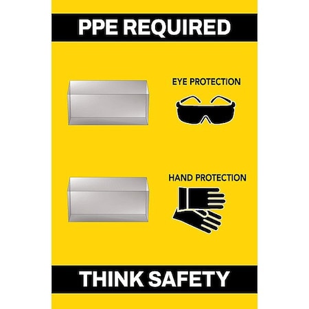 Visual Workplace PPE Shadow Board, Yellow, 24 in H 30-1910-3624-P51803
