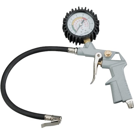 Prosource Tire Inflator with Gauge, 0 to 220 psi Pressure, 0 to 220 psi Gauge, Die-Cast Metal, Gray DQ1103L