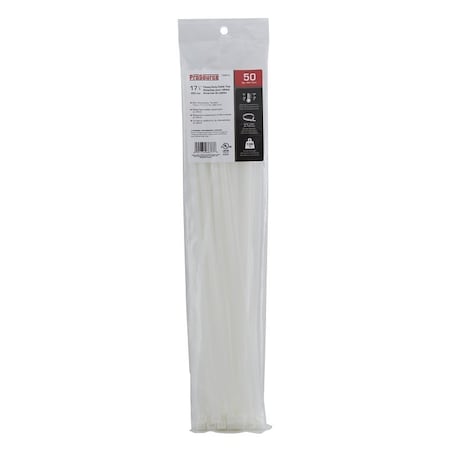 Prosource Cable Tie, 118 mm Max Bundle Dia, Self-Locking Locking, Nylon, White, 50PK CT0917
