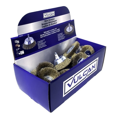 Vulcan 323690OR Assorted/Coarse-Grade Wire Wheel Brush Kit, 3, 4 in Dia, 1/4 in Arbor/Shank PTA250523/323690O