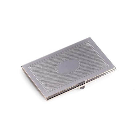 Buena Voluntad International  Silver Plated Business Card Case with Oval Design BU2824487