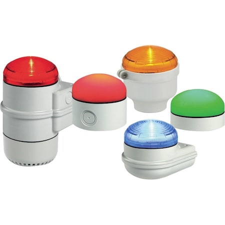 Federal Signal Warning Light, Amber, 3 29/32 in Lens Dia., 1 43/64 in Height, Polycarbonate Lens, Wire, LED SLM350A