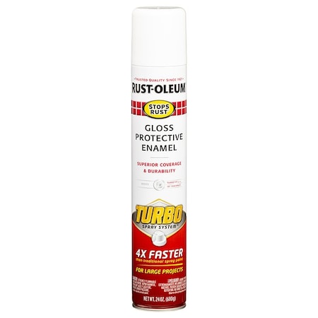 Turbo Stops Rust 24 Oz Rust-Oleum White Protective Enamel Spray Paint, Gloss 334133