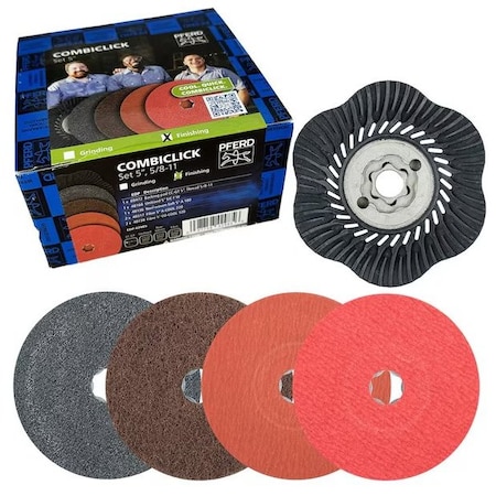 Pferd PFERD COMBICLICK Disc Finishing Set, 9 pcs., 5 in.  Diameter, 5/8 in., 11 Thread 42985