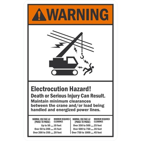 Lyle Warning Electrocution Hazard!, 12x18, Non-Reflective, White G-4837-NA_12x18