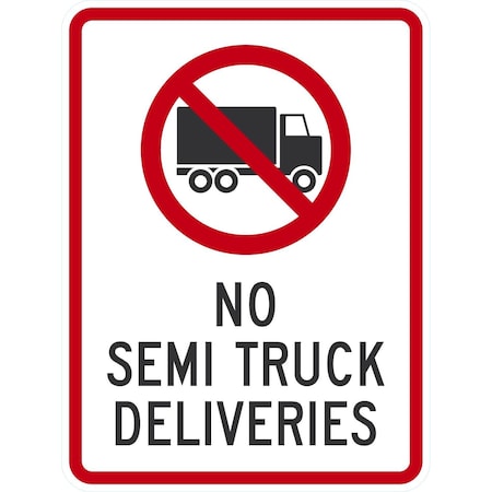 Lyle No Semi Truck Deliveries (W/Sym), 18x24, Non-Reflective, White G-11003-NA_18x24