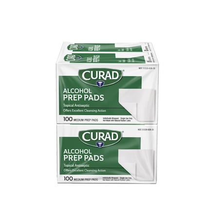 Medline CURAD 1-Ply Alcohol Prep Pad, Thick, 4/Box CUR45585RBZ