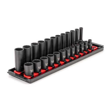 Tekton 3/8 in Drive Impact Socket Set, Metric, 24 pcs SID91213