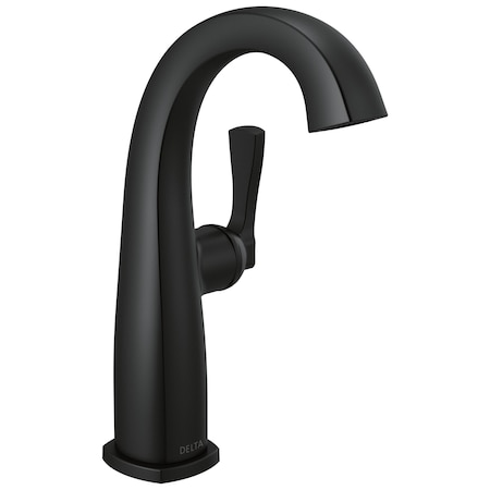 Delta Stryke Single Handle Mid-Height Bathroom Faucet, 6.63 in, Matte Black 677-BL-DST
