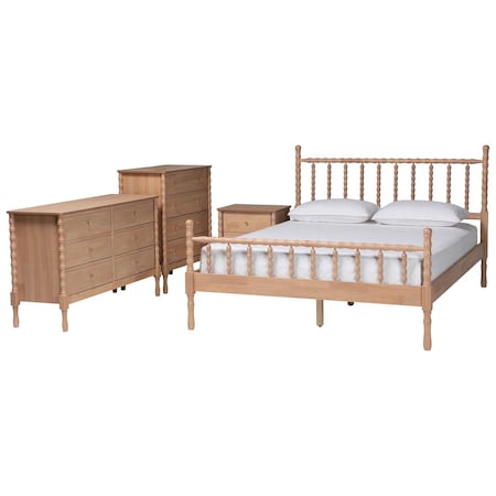 Baxton Studio Laurent Bamboo-Style 4-Piece Bedroom Set, Queen 266-14563-14566-14565-14564-ZORO