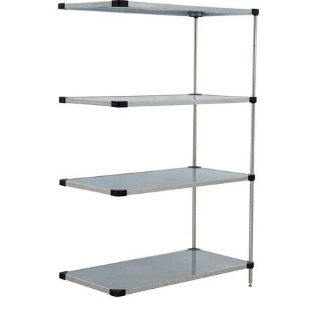 Global Industrial Nexel 4 Shelf, Galvanized Steel Solid Shelving Unit, Add On, 48"W x 18"D x 86"H 189959