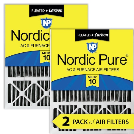 Nordic Pure 20x25x5 Plus Carbon Pleated Air Filter, High Capacity, MERV 10, 2 PK 20x25x5HPM10C-2