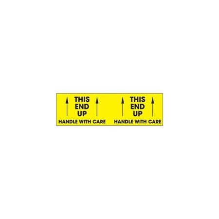 Bubblefast 3 x 10'' - ''This End Up - Handle With Care'' Fluorescent Yellow Labels BFDL3151