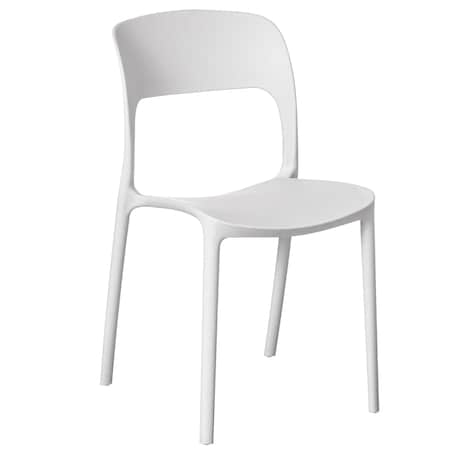 Fabulaxe Modern Plastic Outdoor Dining Chair with Open Curved Back, White QI004227.WT