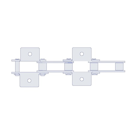 Hkk Chain HKK Double Pitch Riv Standard Conveyor w/K-1 Att Every 2nd P on Pin Link, 1.25P, .4 Dia x 3/8 W DC050RK1E2P