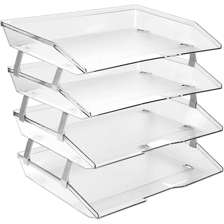 Acrimet Facility 4 Tier Letter Tray Side Load Letter Size A4 Desktop File Organizer Plastic Crystal 256.3