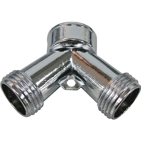 Landscapers Select ProSource Y-Connector, 3/4 in x 3/4 in, Metal, Chrome, For: Garden Hose PMB-064