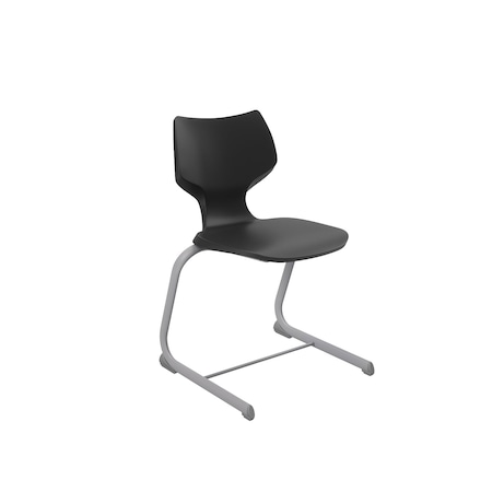Flavors 18" Cantilever Chair, Platinum Frame, Nylon Glide, Black 11879