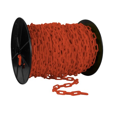 Mr. Chain 1.5" x 200' Traffic Orange Plastic Safety Chain - Reel 30113
