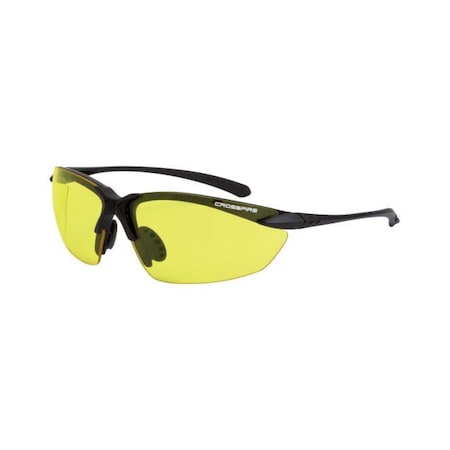 Crossfire Polarized Safety Glasses, Wraparound Yellow Polycarbonate Lens, Scratch-Resistant, PR 925