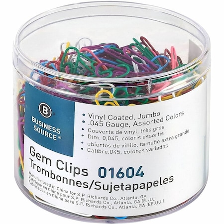 Business Source Paper Clip, Assorted, Metal, PK250 BSN01604