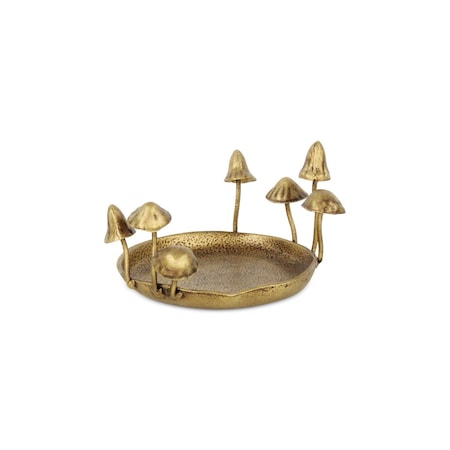 Homeroots 6" Gold Cast Iron Handmade Round Trinket Tray 634801