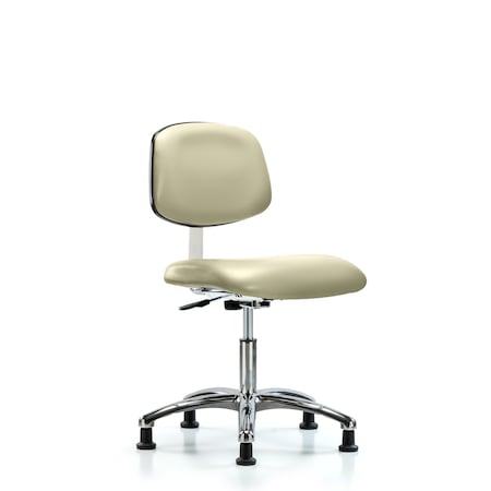 Blue Ridge Ergonomics Clean Room Chair Desk Chair, Vin, Chrm, Glides, Wht, CLass 10, 18" to 23" Height, Vinyl, Adobe White BR-CLR-VDHCH-CR-RG-8501