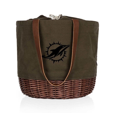 Picnic Time Family Of Brands NFL Miami Dolphins - Coronado Canvas and Willow Basket Tote 203-00-140-174-2
