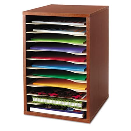 Roomfactory Wood Desktop Literature Sorter  11 Sections 10 .63 x 11 .88 x 16  Cherry RO39929