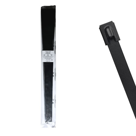Cable Ties Unlimited Cable Tie, 39 in L, 150 lb Strength, 11.9 in Max Bundle Dia, Coated 316 Stainless Steel, Blk, 100PK SSPCoated39-LD
