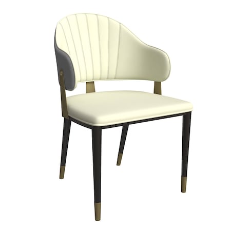 Leisuremod Aria Modern Dining Chair in Leather and Iron Legs with Curved Back in Grey AC45GR