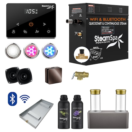 Steamspa 7.5KW Steam Bath Generator, Wireless Remote, BLUETOOTH, WIFI, Dual Aroma Pump, Oil Rubbed Bronze BKWS750ORB-ADP