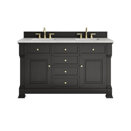 James Martin Vanities Brookfield 60 in. Double Vanity, Black Onyx w/3 CM Eternal Jasmine Pearl Silestone Top 547-V60D-BKO-3EJP