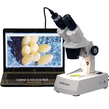 Amscope SE306 Compact Multi-Lens Binocular Stereo Microscope 20X-80X w/Angled Head, Metal Track Stand, Top & SE306R-AZ-E2