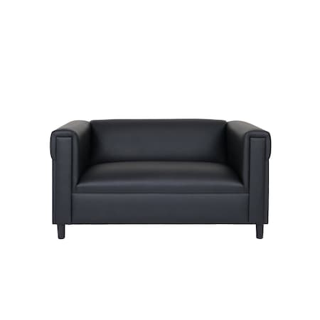 Homeroots 54" Black Faux Leather Loveseat 530478