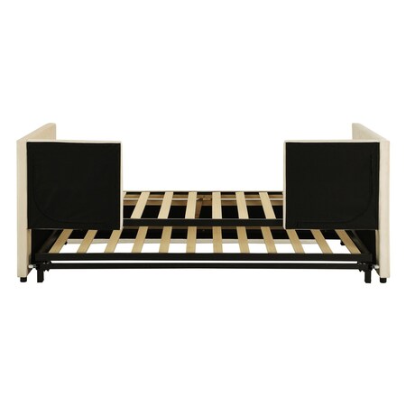 Homeroots Beige Upholstered Twin Day Bed With Trundle 590288