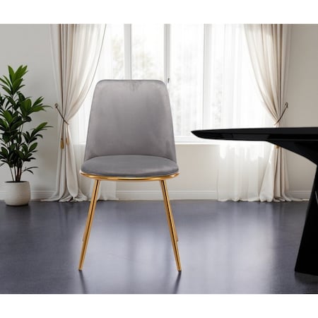 Homeroots Gray And Gold Upholstered Velvet Dining Side Chair 521276