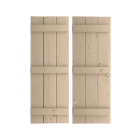 Ekena Millwork Rustic Three Board Joined Board-n-Batten Knotty Pine Faux Wood Shutters, 16 1/2W x 56H, PR SHUBJS16X56KPPR