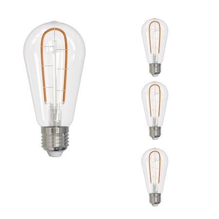 Bulbrite LED Filament 3W, Dimmable ST18, Clear Glass, E26 Base, 2100K, 230 Lm, 4PK 862867