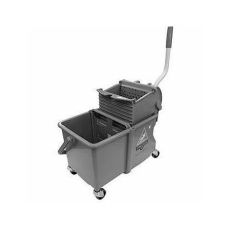 Unger 4 gal CLEANERx Dual Bucket Side Press Mop Bucket and Wringer, Gray, Polypropylene COMSG