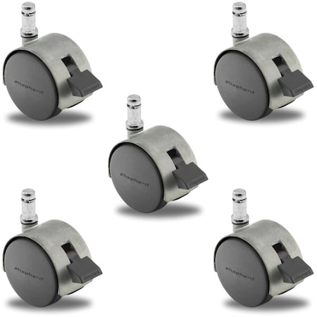 Shepherd Hardware Pacer Satin Chrome Locking Chair Caster Set of 5, 5PK PPA50223SC-B-4-PACK