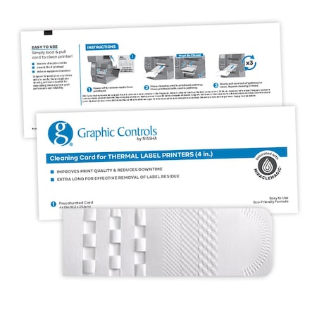 Graphic Controls THERMAL LABEL PRINTER CLEANER CARD, PK 13 700002676