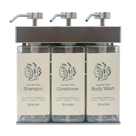 Amenie Lavender Mint SOLera Rectangle 3 Chamber Refillable Dispenser, Satin 39334-R3-C-LAVM