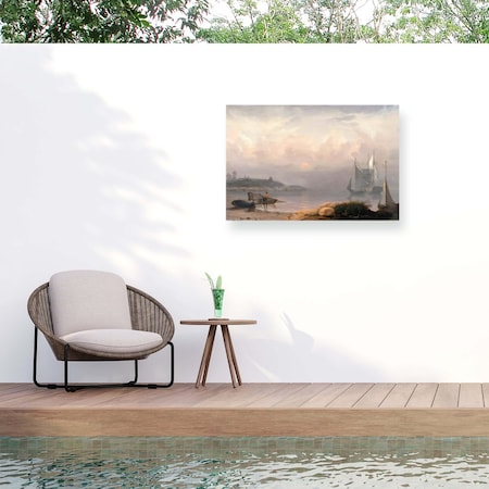 Trademark Fine Art Outdoor Canvas Art Marcus Jules 'Ships in Harbor' Wall Art for Patios, or Gardens GRL00859-OC2232WR